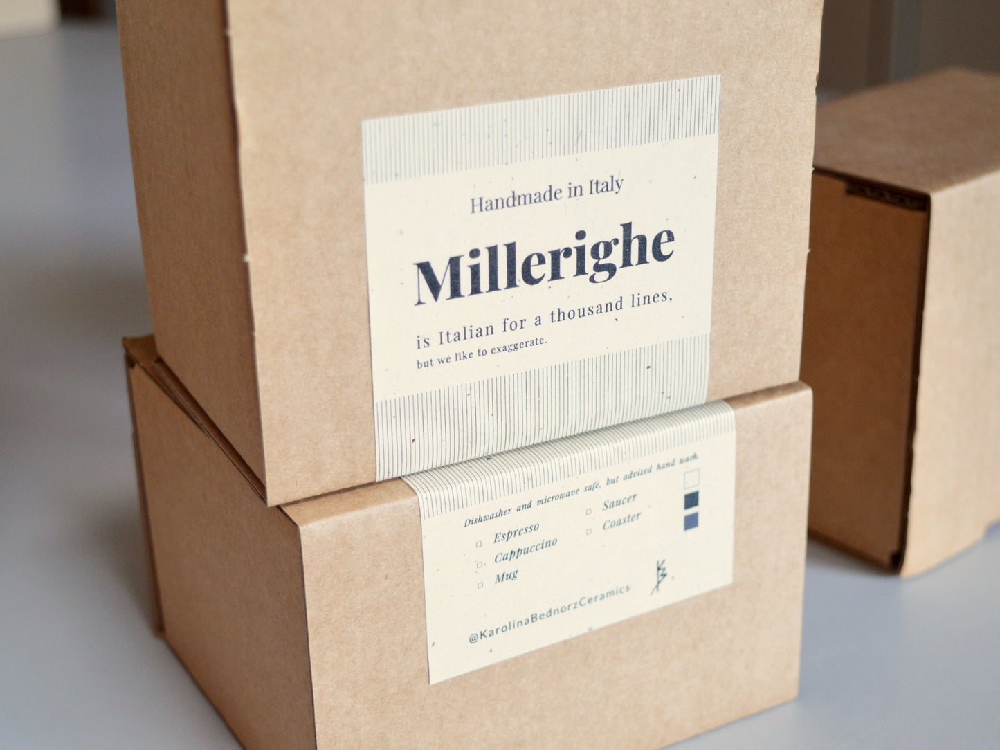 Millerighe Espresso Tazza e Piattino Set per Due - Confezione Regalo