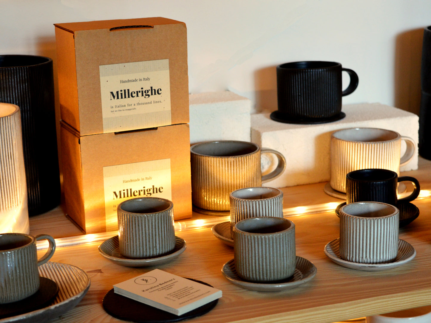 Millerighe Espresso Tazza e Piattino Set per Due - Confezione Regalo