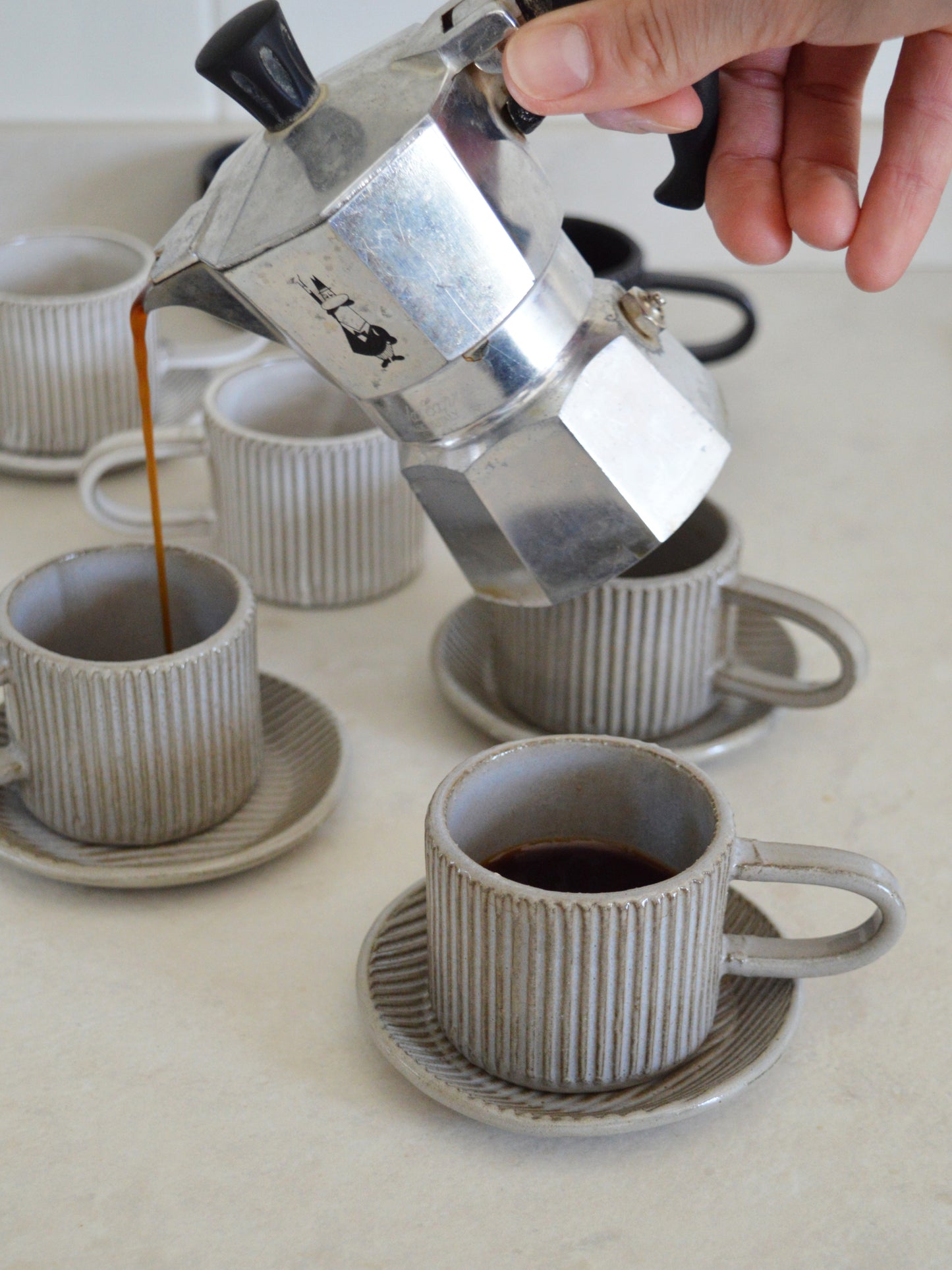 Millerighe Espresso Tazza e Piattino Set per Due - Confezione Regalo