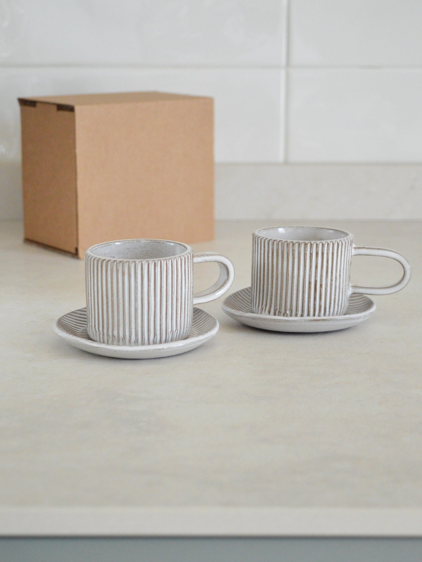 Millerighe Espresso Tazza e Piattino Set per Due - Confezione Regalo