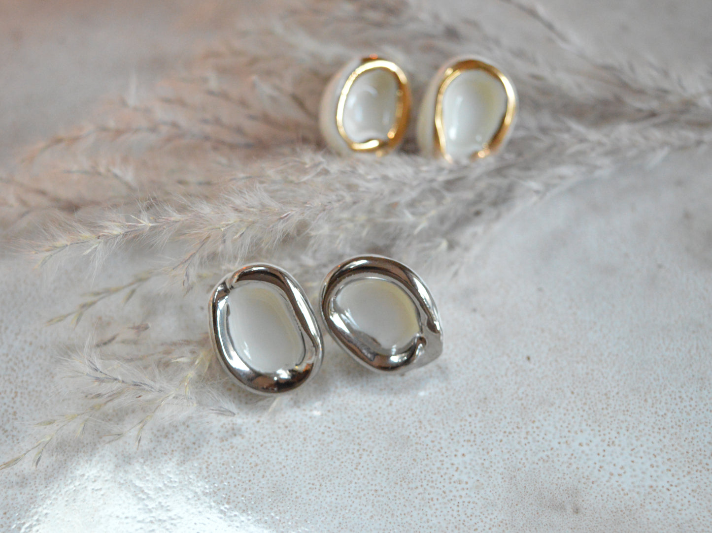 CORNICE Gold Luster Handmade Porcelain Stud Earrings