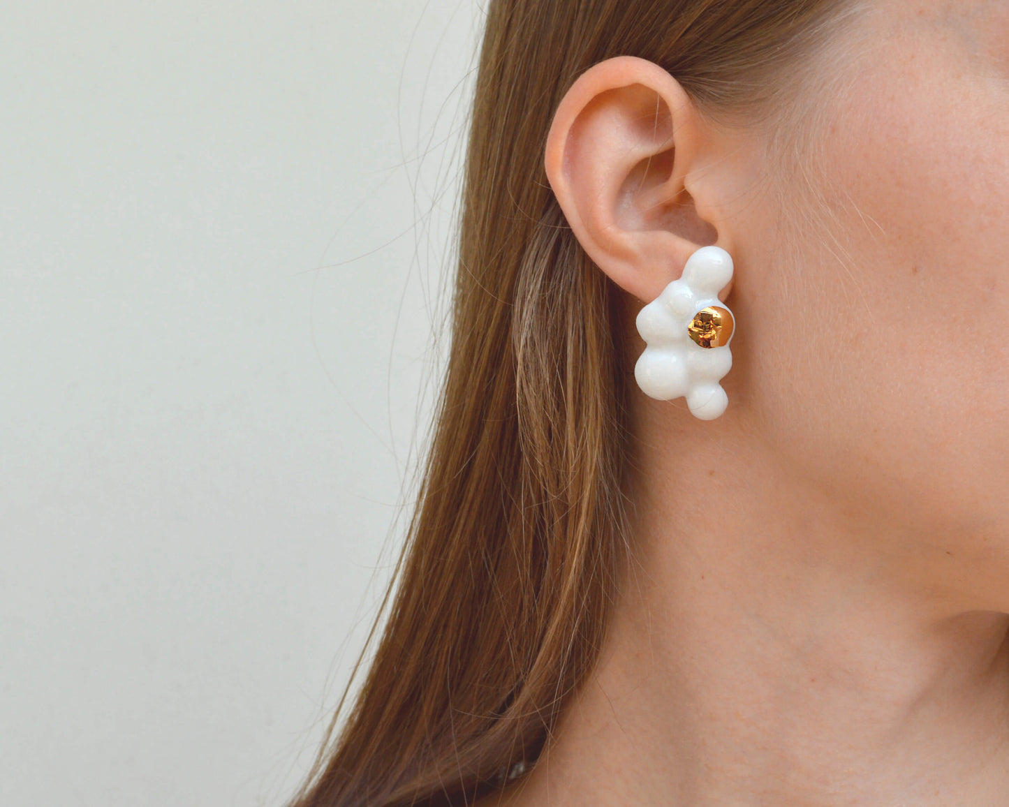 CLOUDS Raggio Large porcelain earrings with gold or platinum decor