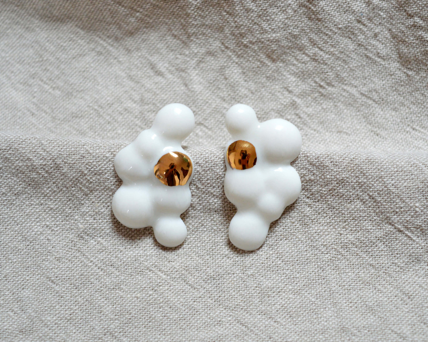 CLOUDS Raggio Large porcelain earrings with gold or platinum decor