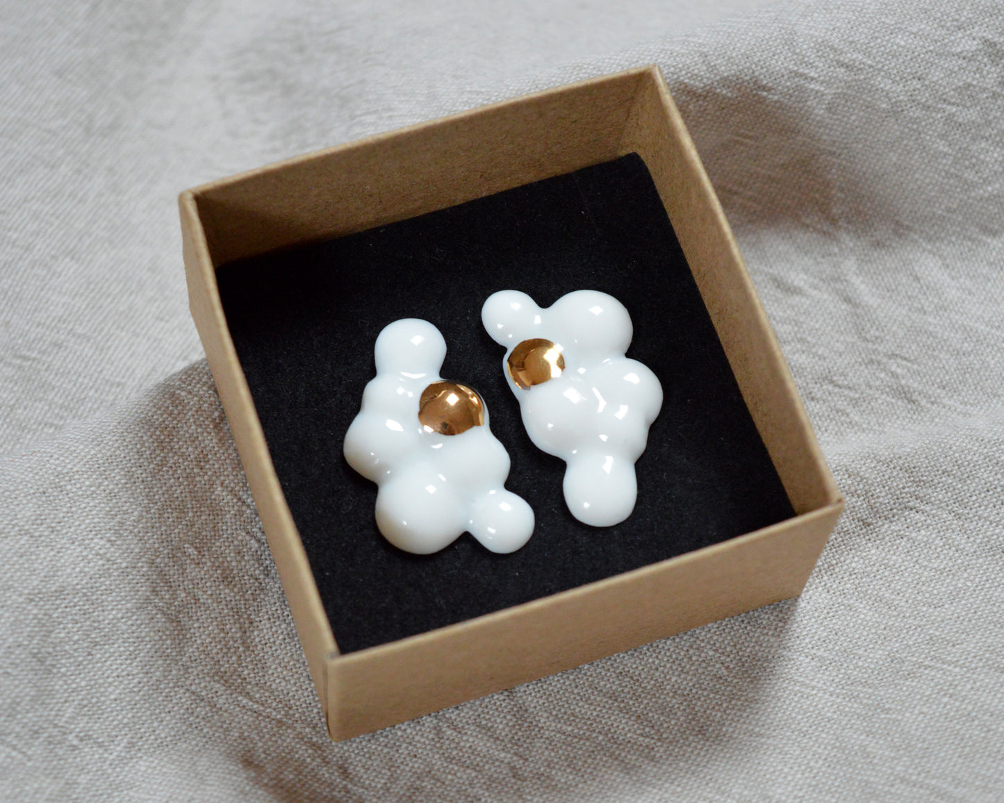 CLOUDS Raggio Large porcelain earrings with gold or platinum decor