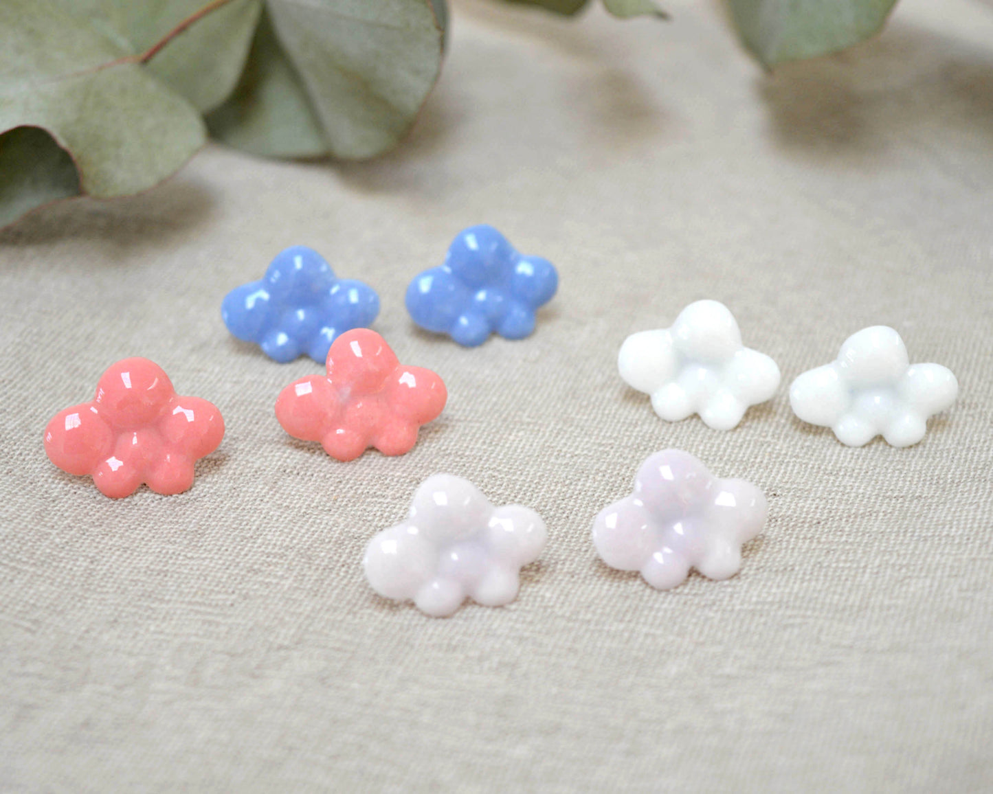 CLOUDS Small porcelain earrings