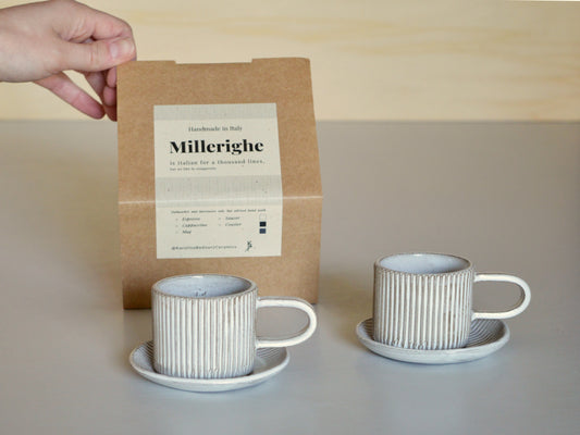 Millerighe Espresso Cup & Saucer Set for Two - Gift Box