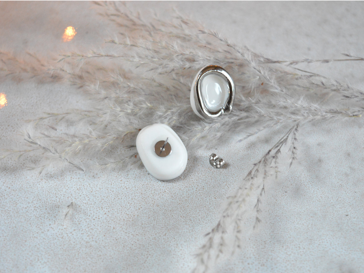 CORNICE Platinum Luster Handmade Porcelain Stud Earrings