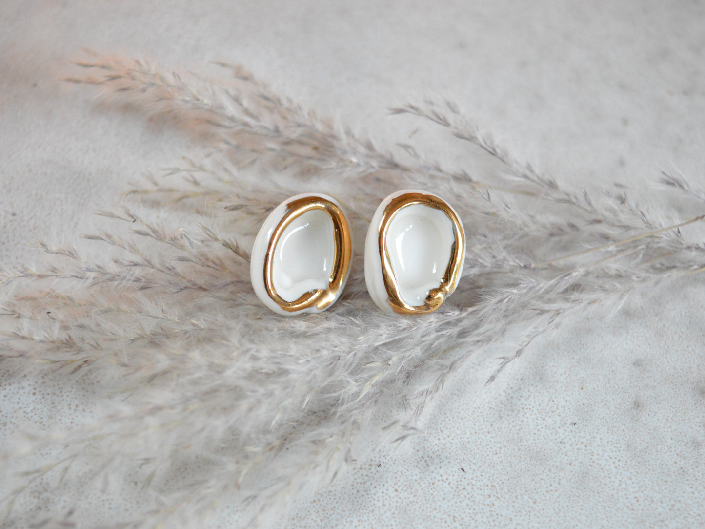 CORNICE Gold Luster Handmade Porcelain Stud Earrings