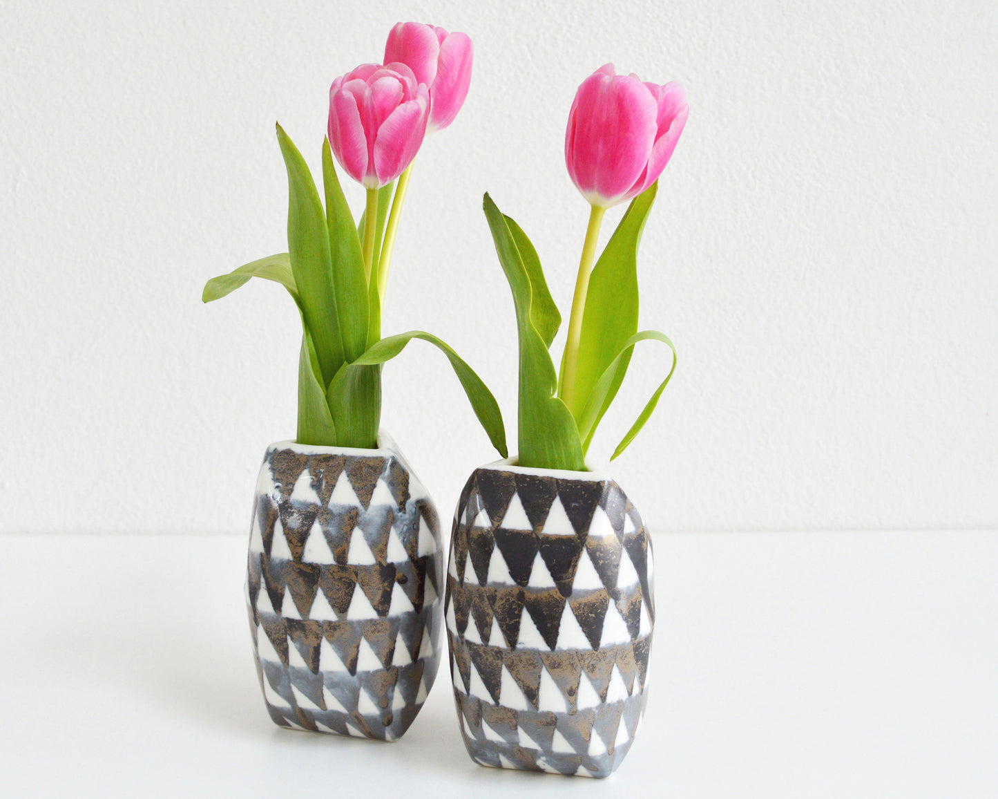 TRIANGLE Porcelain Flower Vase - Grey