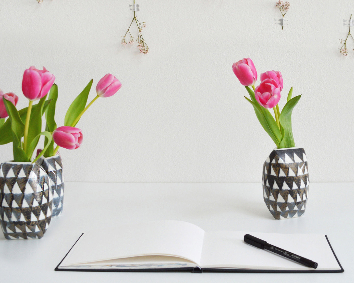 TRIANGLE Porcelain Flower Vase - Grey