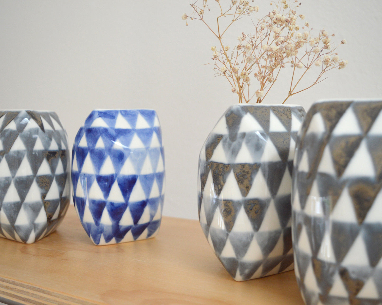 TRIANGLE Porcelain Flower Vase - Blue